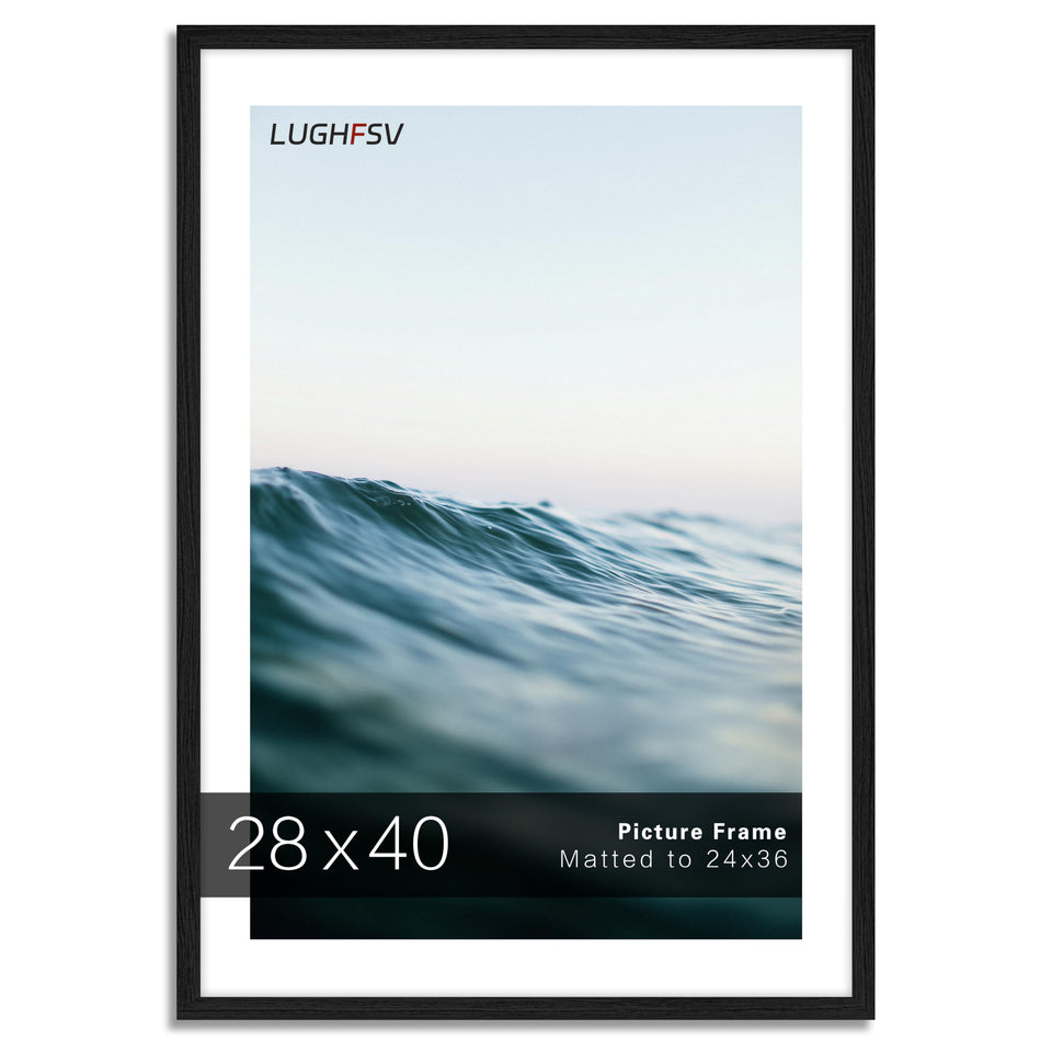 LUGHFSV 28x40 frame front view showing mat-ready opening for 24x36 art