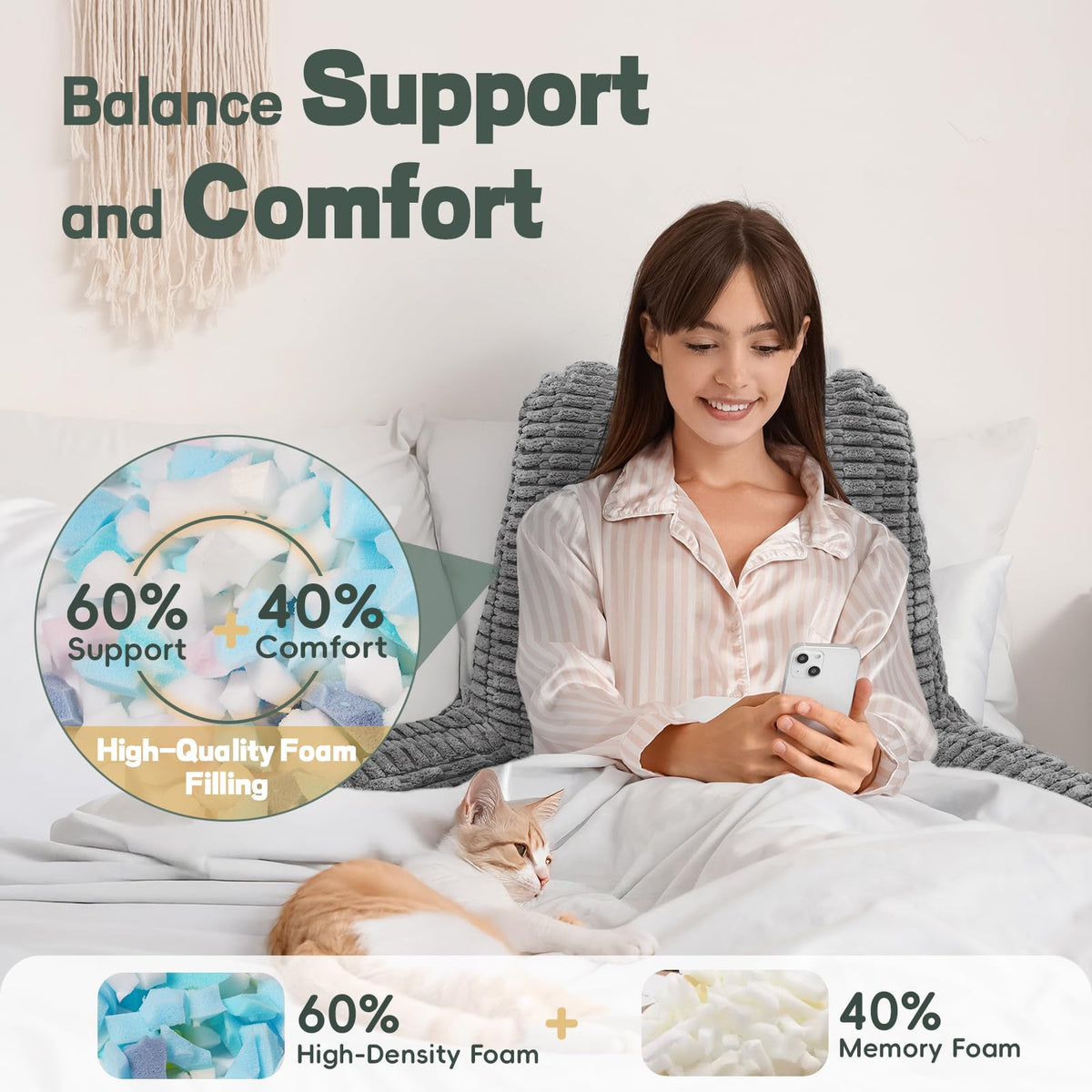 LUISOF memory foam back support enhances spine alignment during lounging