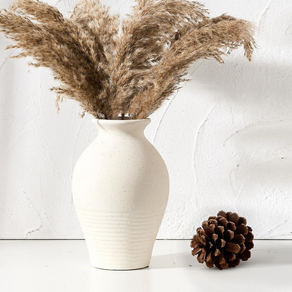 LUKA ceramic rustic farmhouse vase 9.2-inch centerpiece for warm living rooms