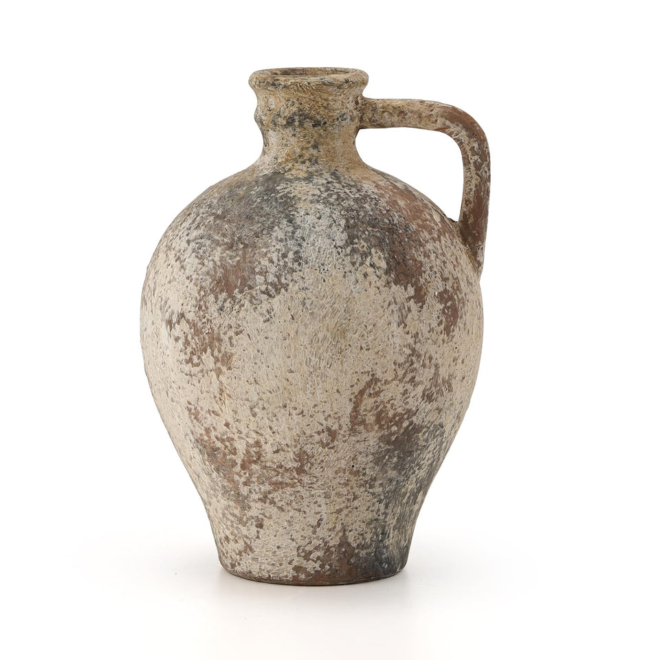 LUKA ceramic rustic vase with handle for living room decor