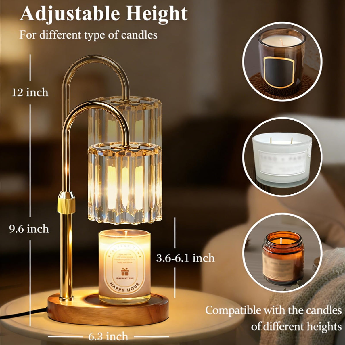 Lukasa candle warmer lamp safe wax melting without flame or smoke