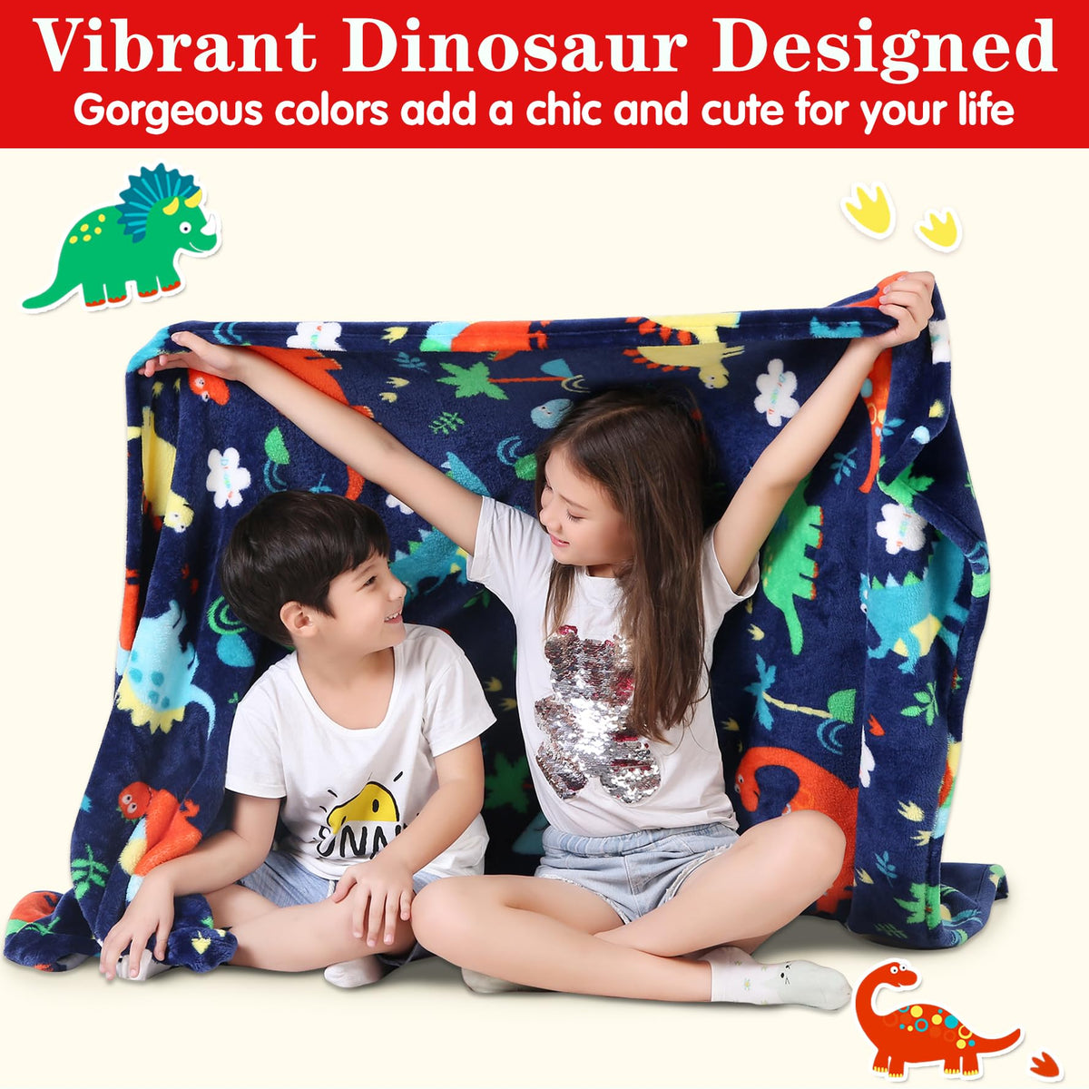 Lukeight dinosaur blanket versatile for crib, bed, stroller, or car journeys