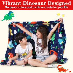 Lukeight dinosaur blanket versatile for crib, bed, stroller, or car journeys