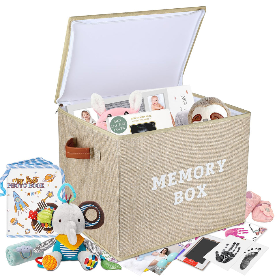 Lukeline memory box front print beige design for stylish storage and easy item finding.