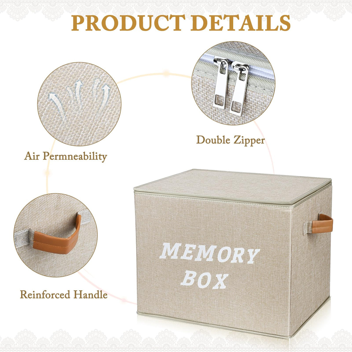 Lukeline memory box imitation linen finish enhances durability and home decor.