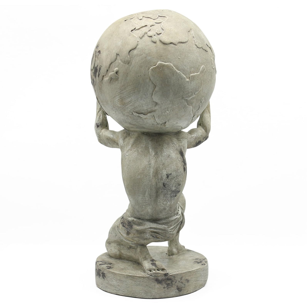 Lukitas Atlas holding earth sculpture pairs symbolism with elegance in any workspace.