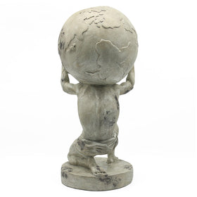 Lukitas Atlas holding earth sculpture pairs symbolism with elegance in any workspace.