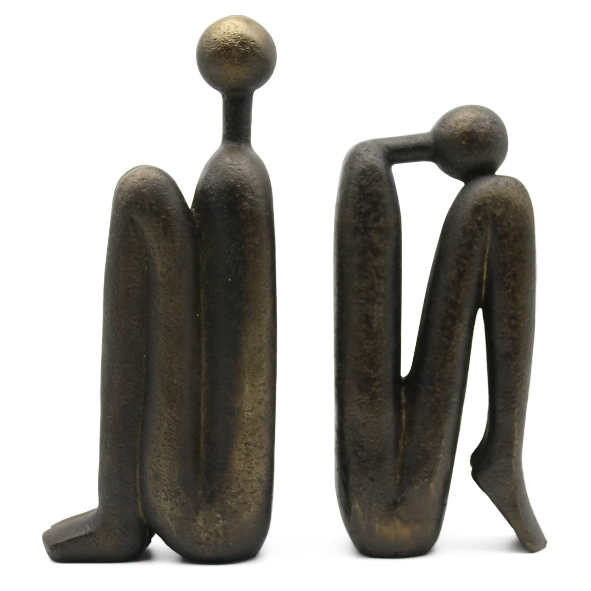 Lukitas Thinker bookends pair in bronze for stylish shelves and display