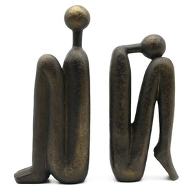 Lukitas Thinker bookends pair in bronze for stylish shelves and display