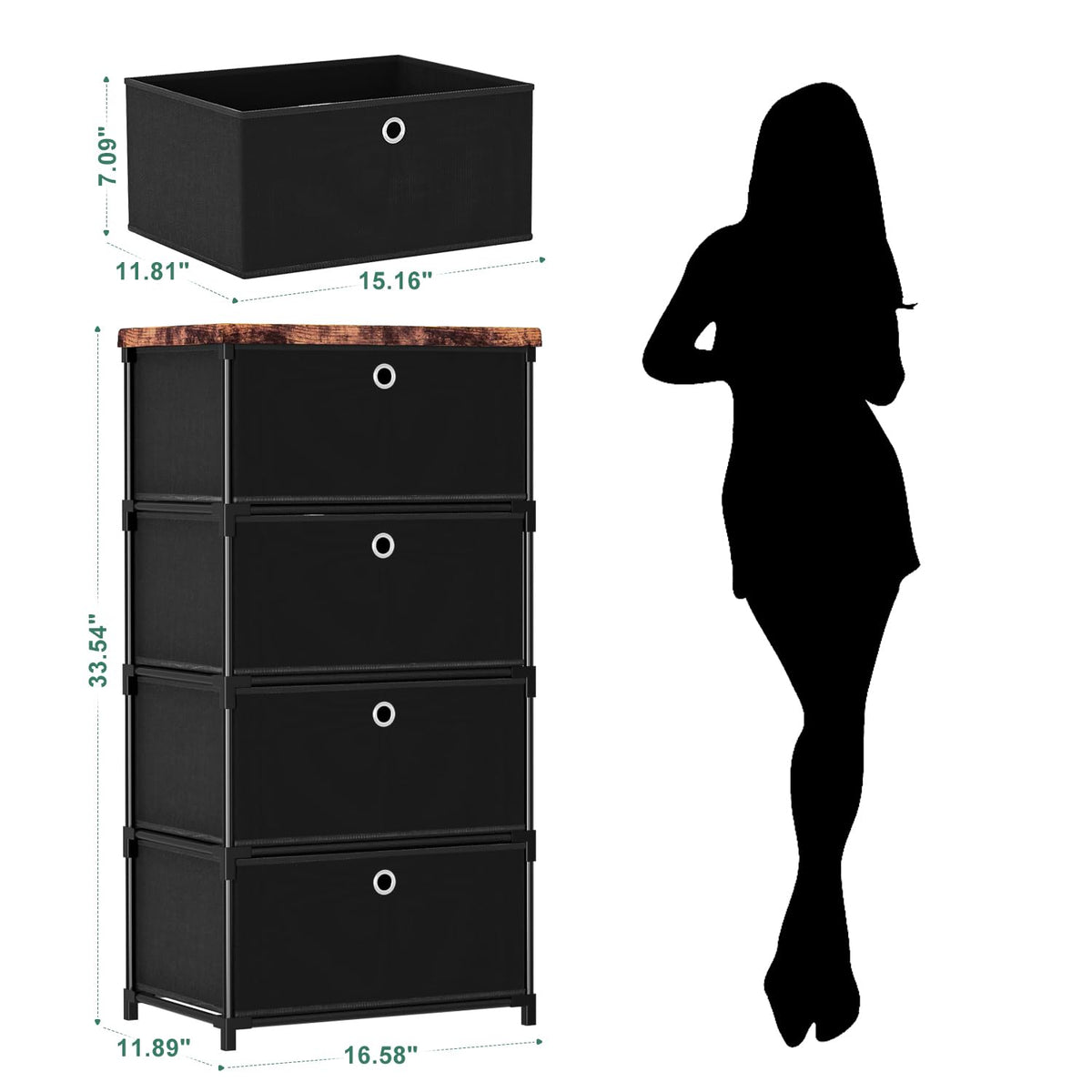 LUKYTOWER black fabric chest adds subtle style while keeping items neatly visible.