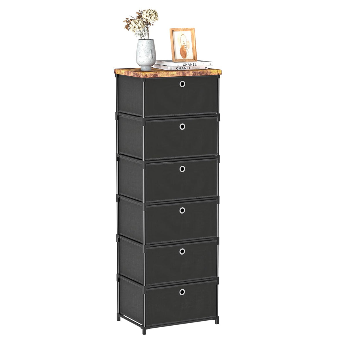 LUKYTOWER fabric dresser front view with six drawers for organized storage