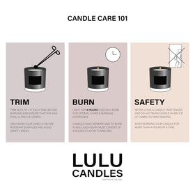 Lulu Candles amber-hued candle lit, creating warm ambiance.
