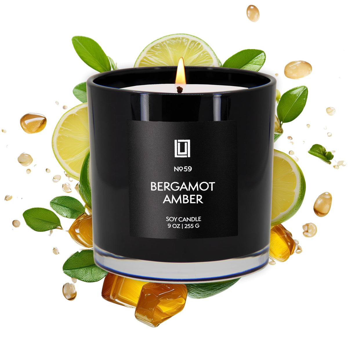 Lulu Candles Bergamot Amber jar with luxurious, long-lasting aroma for living spaces.