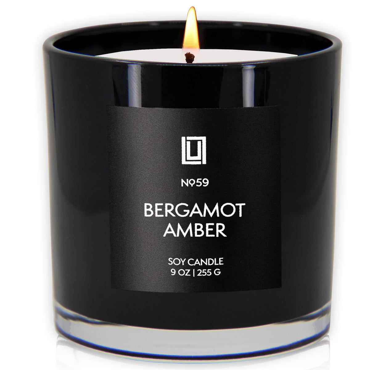 Lulu Candles Bergamot Amber note close-up shows sophisticated citrus and spice blend.