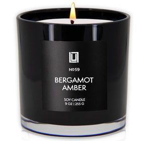 Lulu Candles Bergamot Amber note close-up shows sophisticated citrus and spice blend.