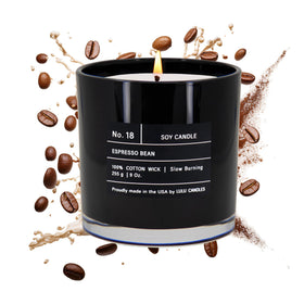 Lulu Candles Espresso Bean jar front view, ideal for cozy living spaces.