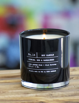 Lulu Candles Espresso Bean lit jar creating a warm, inviting glow.