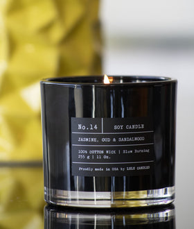 Lulu Candles hand-poured in the USA label highlighting quality.