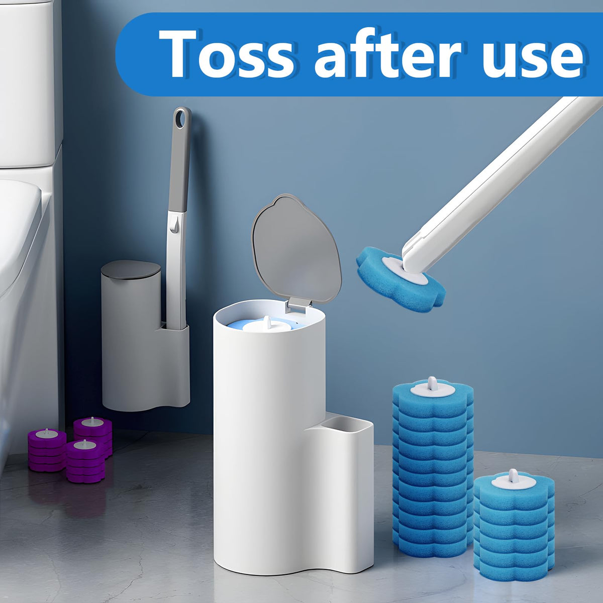 Luluaday 48-pack refills keep bathroom cleaning uninterrupted.