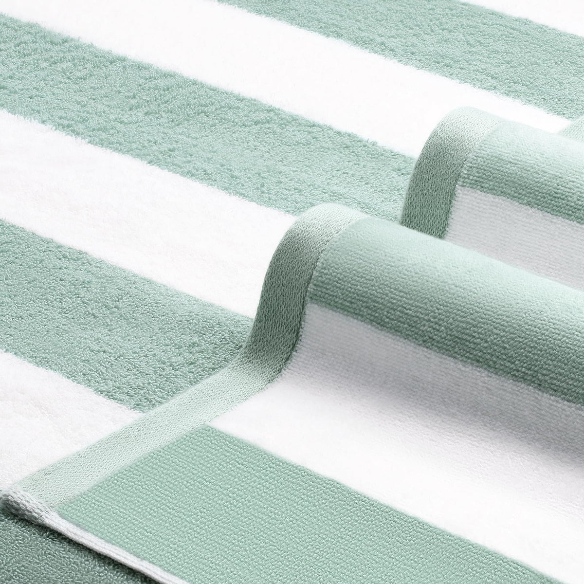 LULUHOME 36x70 inch striped teal towel laid flat for poolside lounging