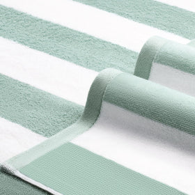 LULUHOME 36x70 inch striped teal towel laid flat for poolside lounging