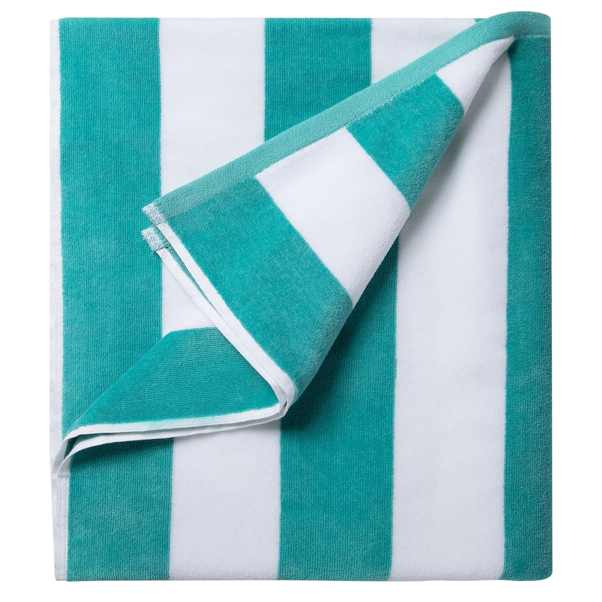 LULUHOME large oversized beach towel with turquoise stripes for sunbathing and pool lounging