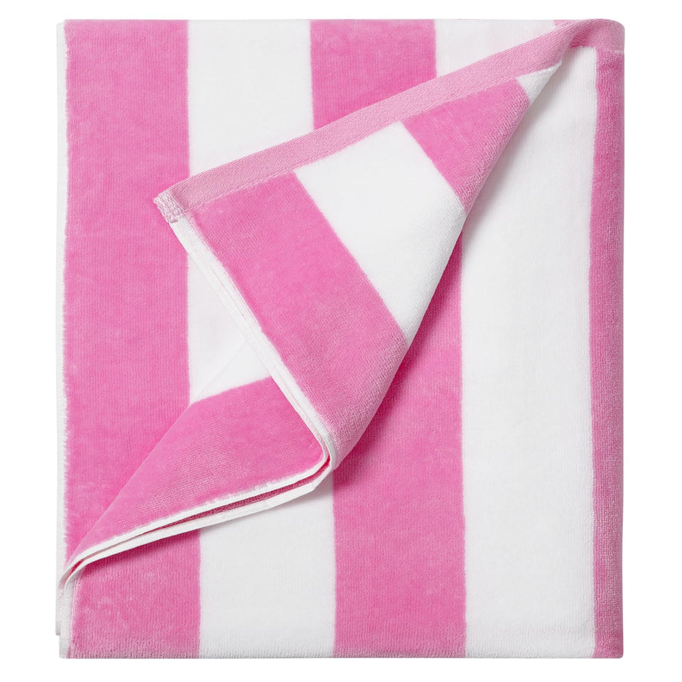 LULUHOME large pink striped towel, 36x70, ideal for lounging.