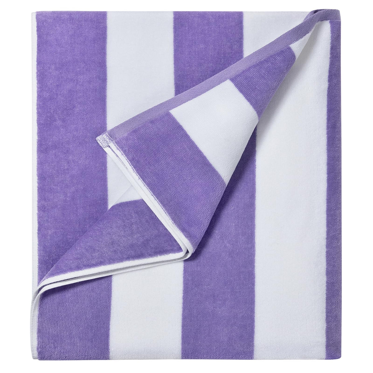 LULUHOME large towel in purple stripes for beach and poolside drying.