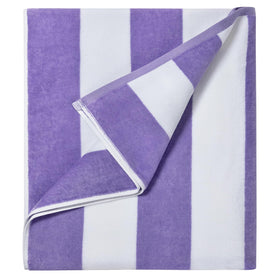 LULUHOME large towel in purple stripes for beach and poolside drying.