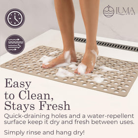 LUMA HOME 30x17 inch beige shower mat covers broad tubs and standard bases