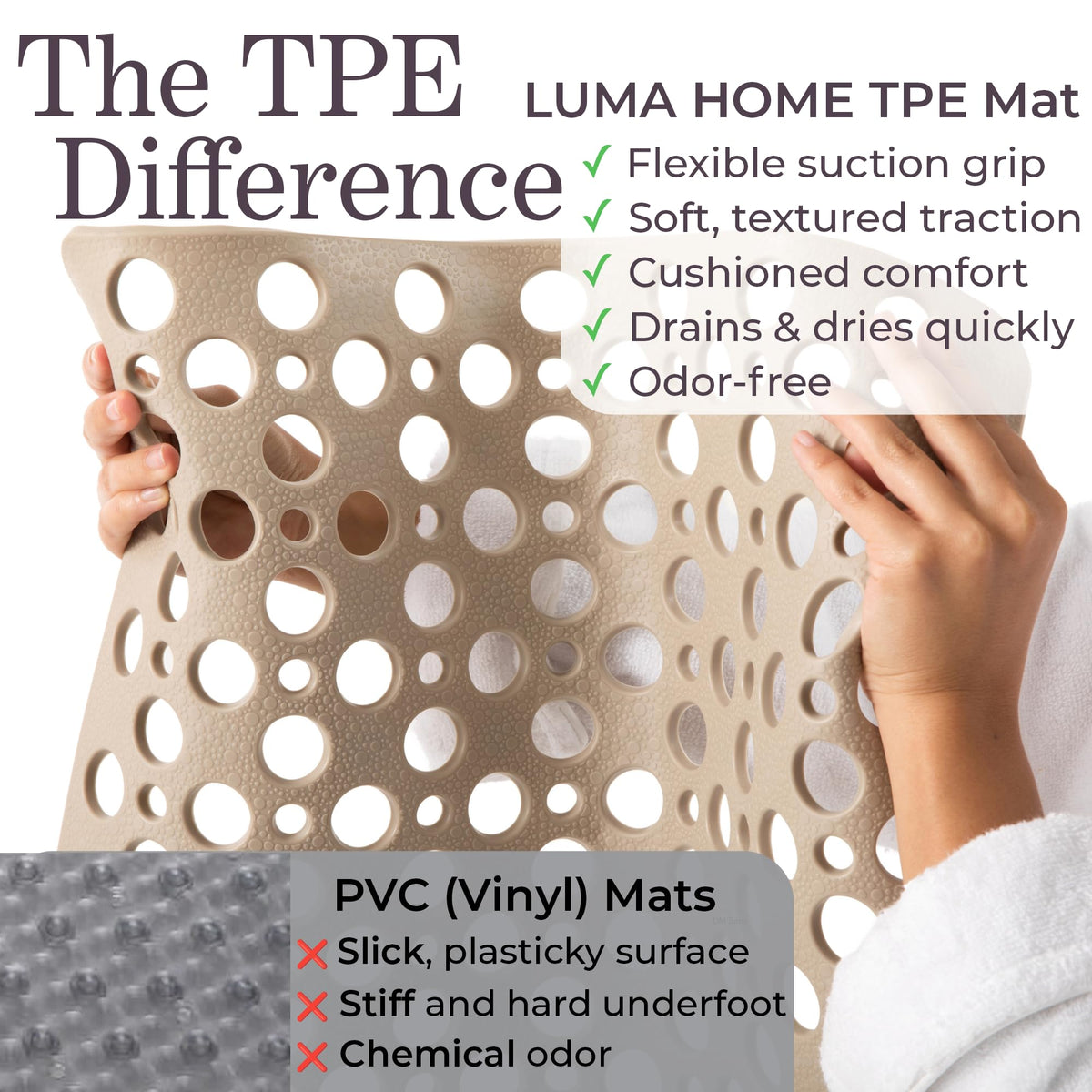 LUMA HOME spa-inspired beige bath mat adds calm style to the bathroom
