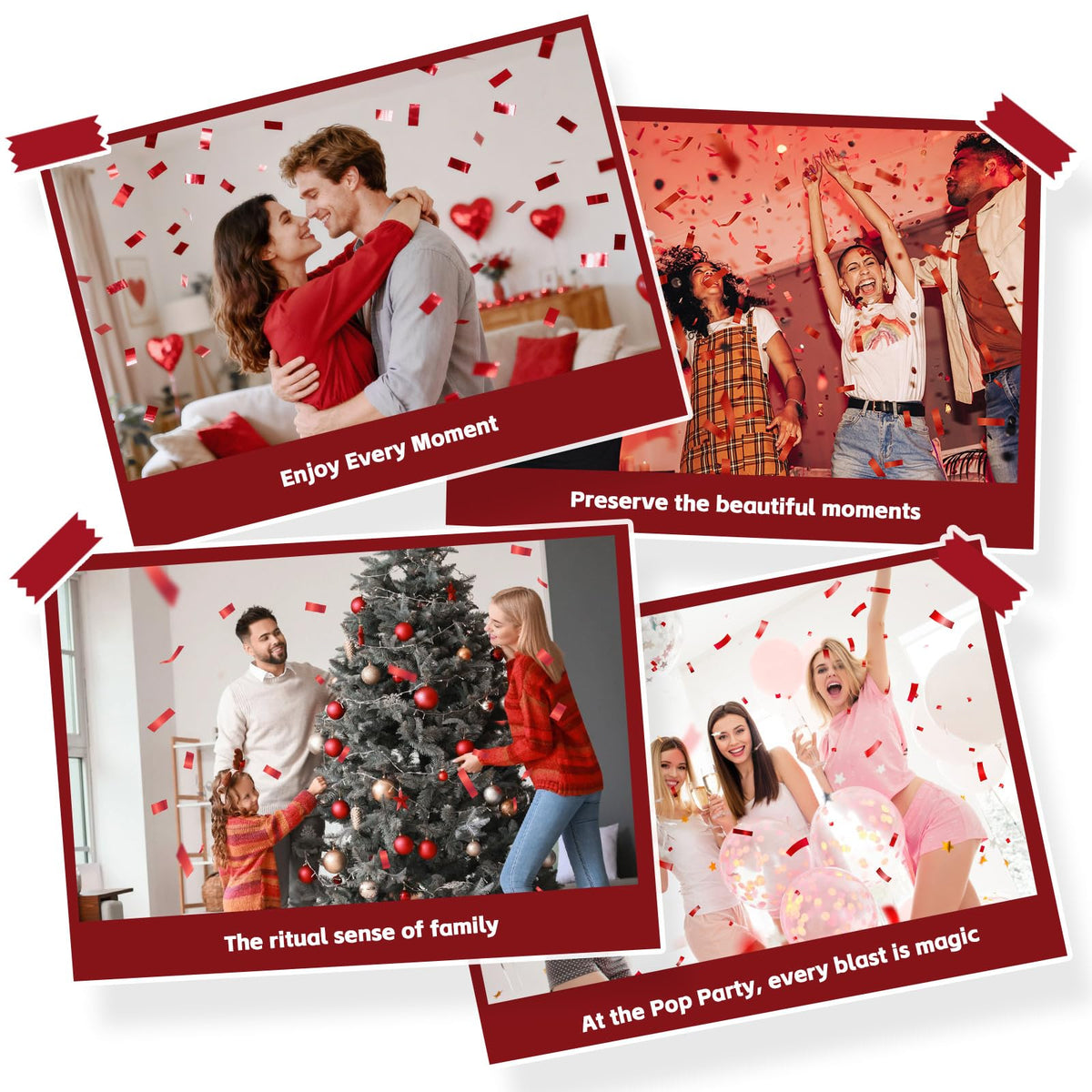 LUMAFIZZ red confetti cannon delivers playful bursts for pranks and fun.