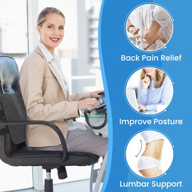 LumbarPal adjustable straps secure the lumbar pillow on various chairs.