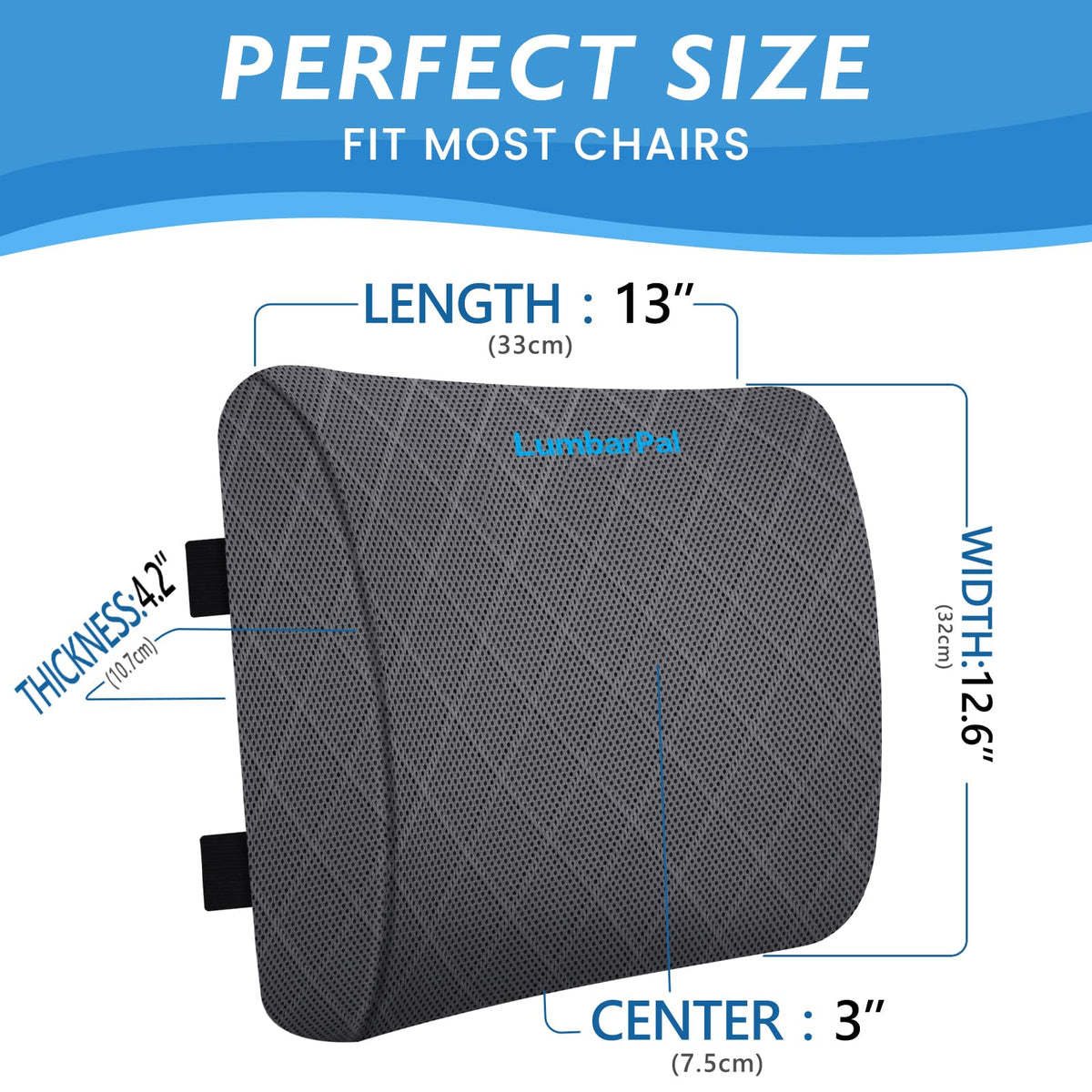 LumbarPal breathable mesh cover for lumbar pillow enhances airflow and comfort.