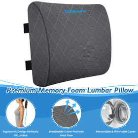 LumbarPal ergonomic lower back support shapes to cradle the mid and lower back.