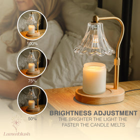Lumenblush Candle Warmer Lamp dimmable brightness for mood control.