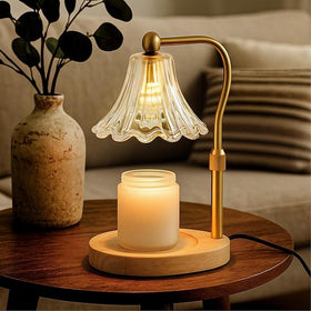 Lumenblush Candle Warmer Lamp magnolia design casts warm ambience.