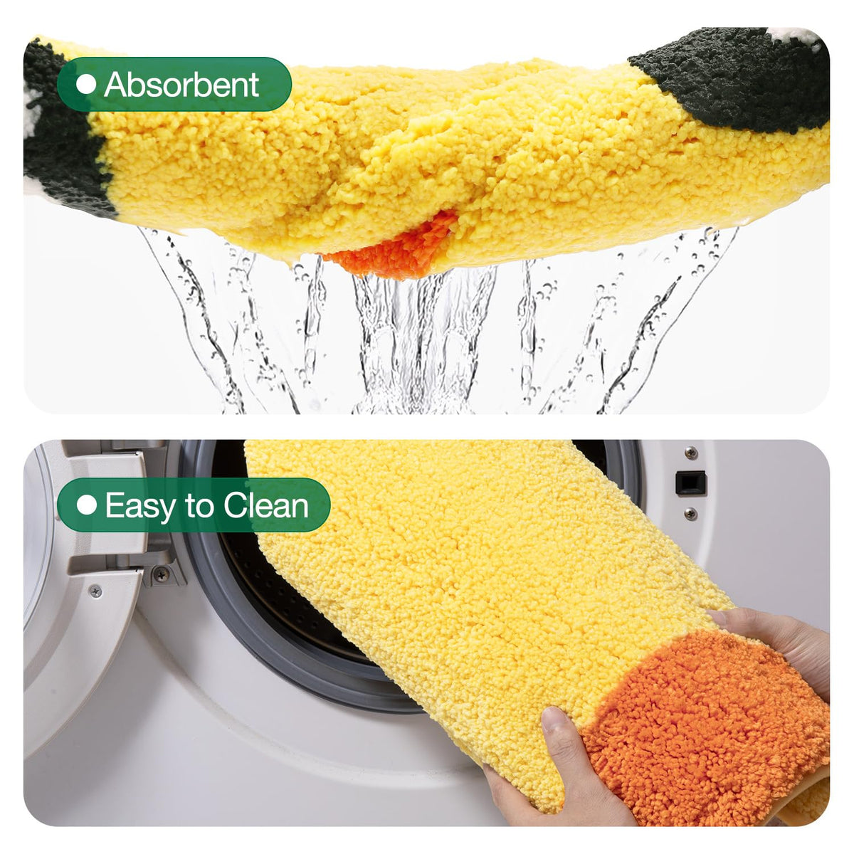 LUMI Absorbent microfiber fabric soaks up water efficiently.