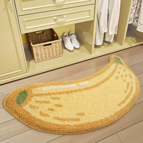 LUMI banana rug non-slip back emphasizes safe footing on smooth floors.
