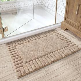 LUMI plush bath rug creates a cozy, inviting bathroom atmosphere.