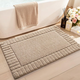 LUMI non-slip bathroom rug with rubber backing keeps floors safe.