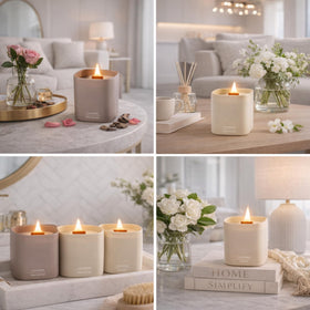 Lumi Brand cozy room-scene showcases elegant home decor and fragrance together.