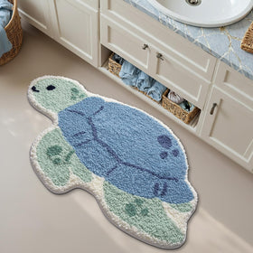 LUMI sea turtle mat placed beside the shower for moisture pickup