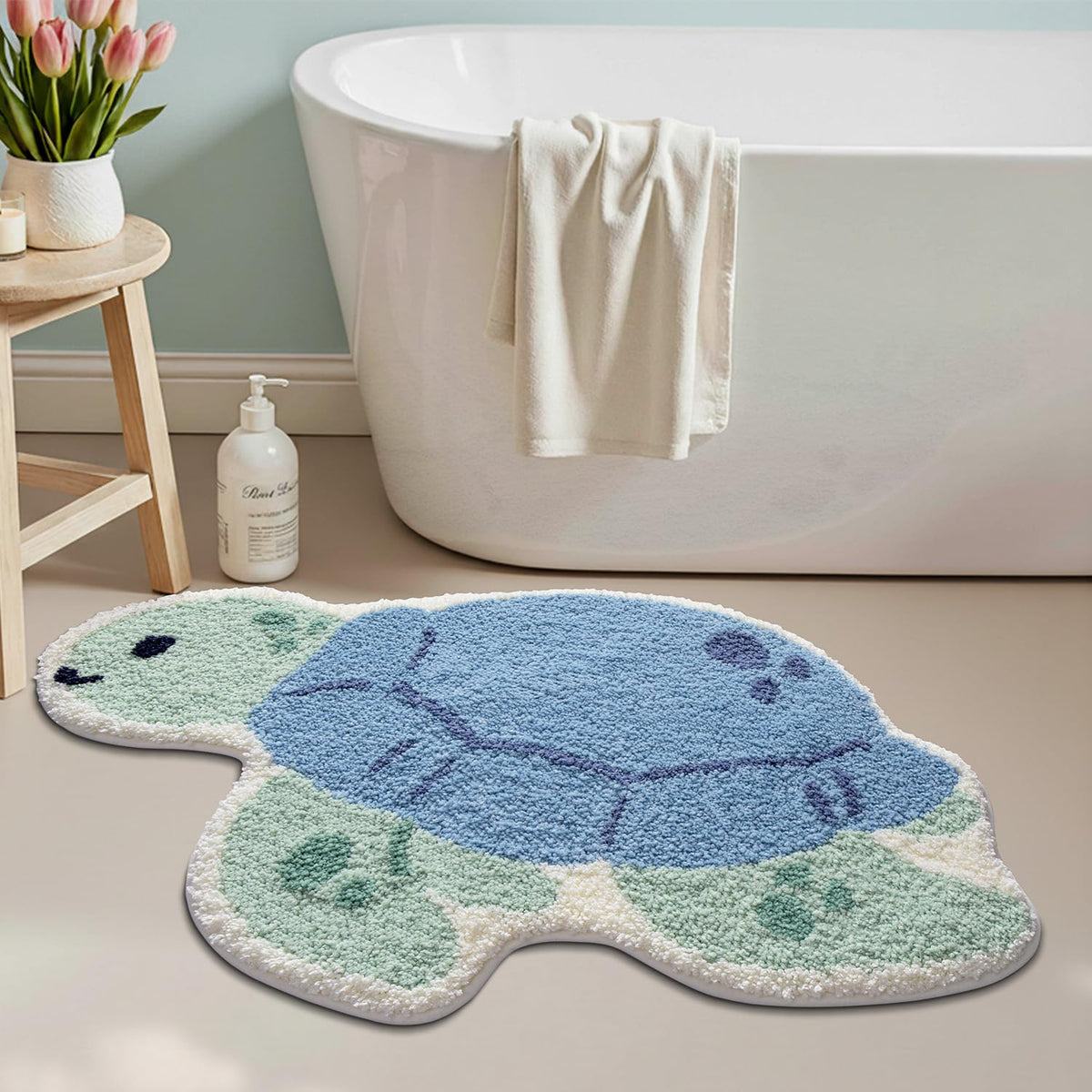 LUMI sea turtle rug close-up of 0.6 inch plush pile