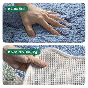LUMI sea turtle rug on tile floor demonstrating secure placement