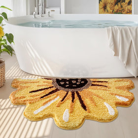 LUMI floral bath mat with sunflower design keeps floors dry and cozy.