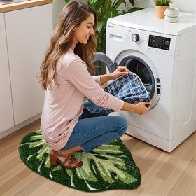 Ideal for kids rooms with playful Monstera leaf design and soft texture.