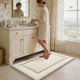 LUMI non-slip backing provides stable footing on tiles