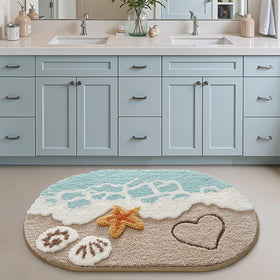 LUMI blue rug at 24x44 inches adds coastal flair
