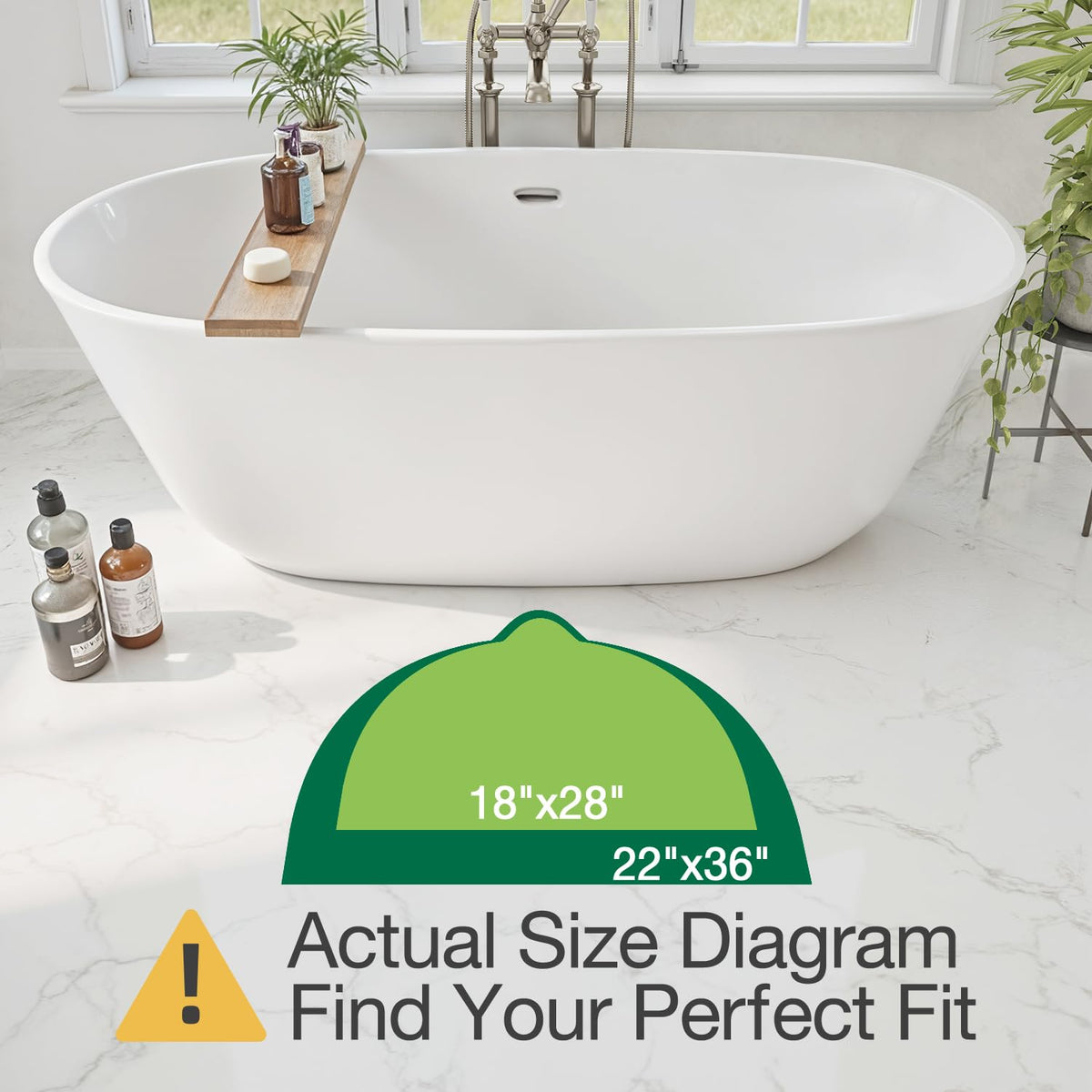 LUMI Plush bath rug with non-slip backing stays in place.